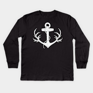 Antlered Anchor white Kids Long Sleeve T-Shirt